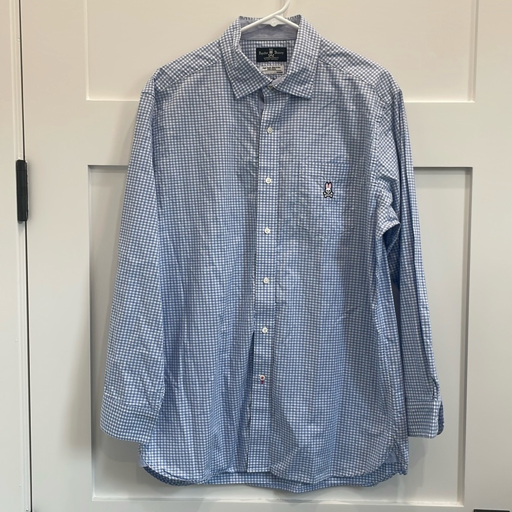 Psycho Bunny Gingham Long Sleeve Dress Shirt in Excellent Condition! Men’s Large